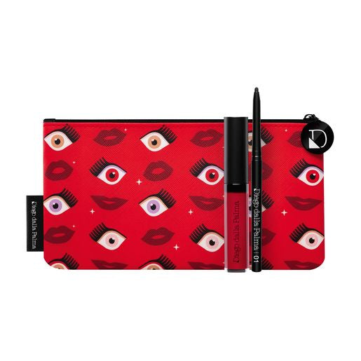 Eyes And Lips Red Kit - Geisha Matt Liquid Lipstick 13 + Kajal 01 + Eye&amp;Lips Red Pochette