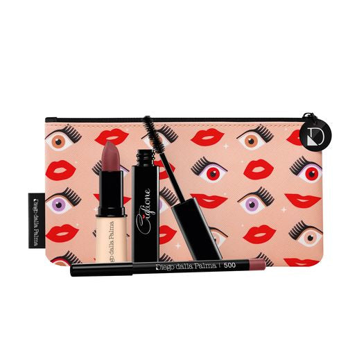 Eyes And Lips Nude Kit- Ciglione Lash Booster Mascara 111 + Matita Labbra 500 12 Cm + Rossetto Lucido Semitrasparente 271 + Eye&amp;Lips Nude Pochette