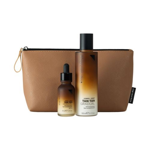 Kit Tan Tan Gradual - Siero Autoabbronzante Viso + Siero Autoabbronzante Corpo + Pochette